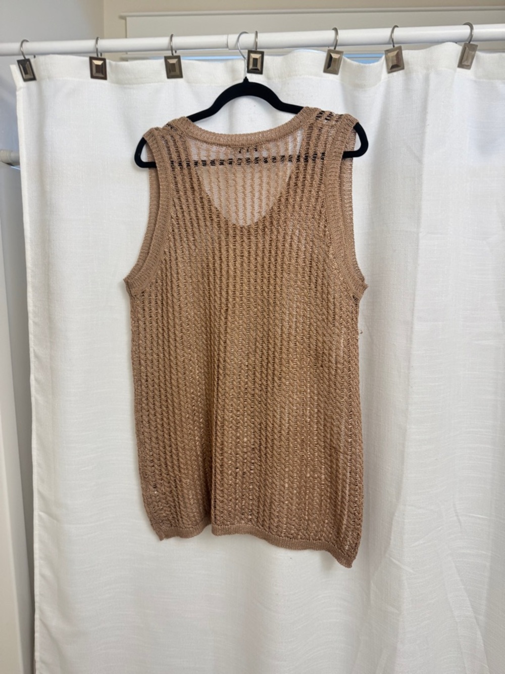 Zara Oversized Open Knit Bohemian Tank Tunic – Size Large - Picture 6 of 8